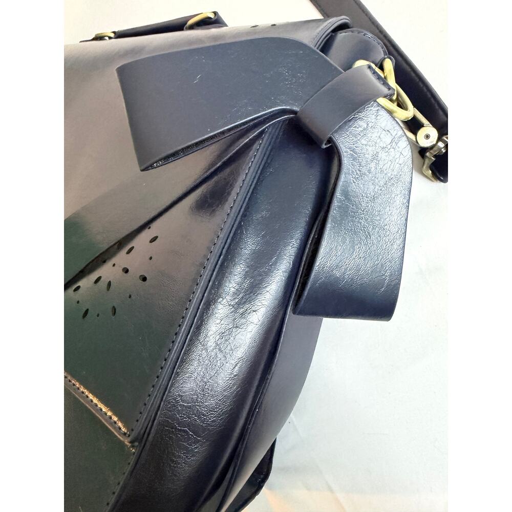 ECOSUSI Navy Faux (Vegan) Leather Briefcase/Messanger Bag NWOT - Picture 5 of 8